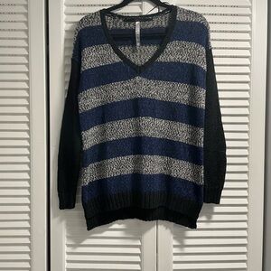 Kensie Blue and Black Striped Sweater